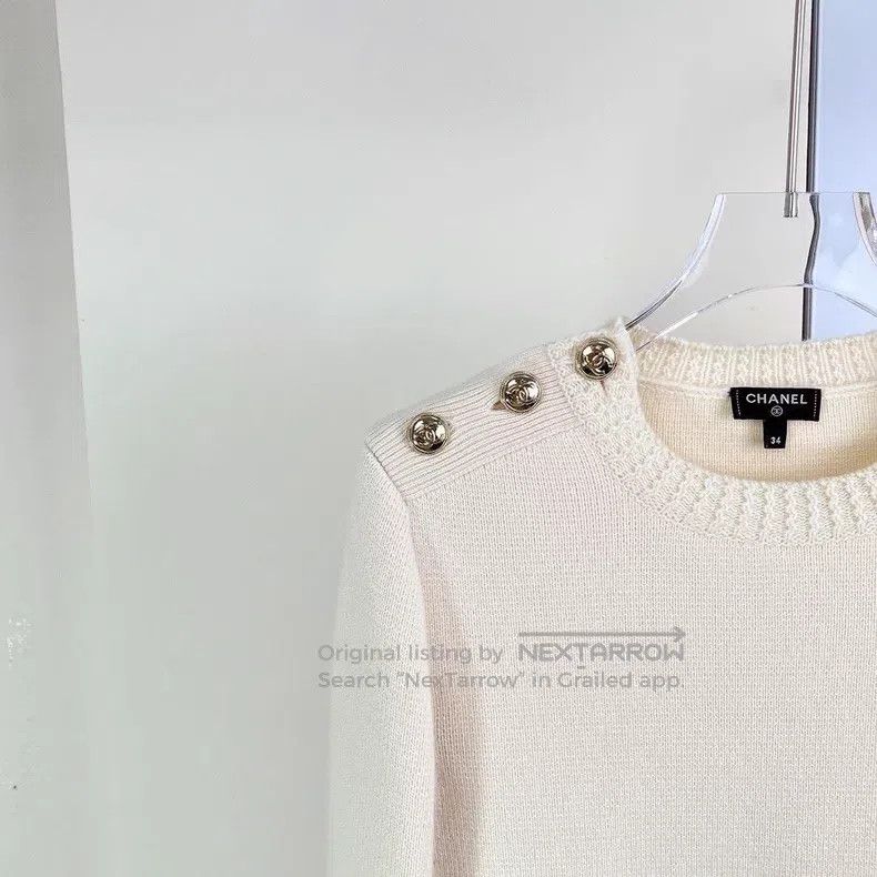 Chanel Chanel 20k beige cashmere knit sweater Size XXS / US 00 / IT 34 - 3 Thumbnail