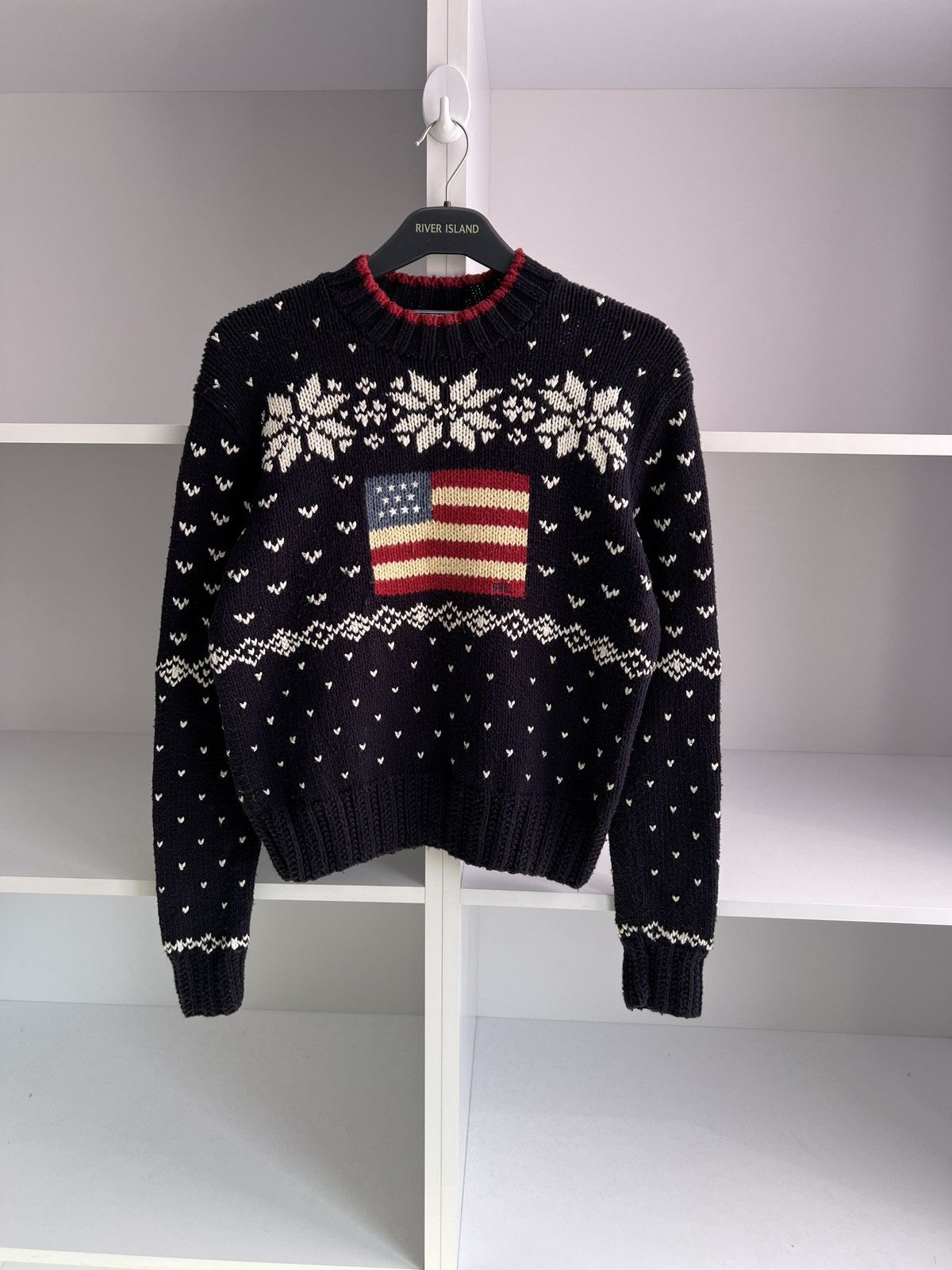 Polo Ralph Lauren × Ralph Lauren Sport × Vintage Vintage Polo Sport Sweater Women’s Navy American Flag Size M / US 6-8 / IT 42-44 - 4 Thumbnail
