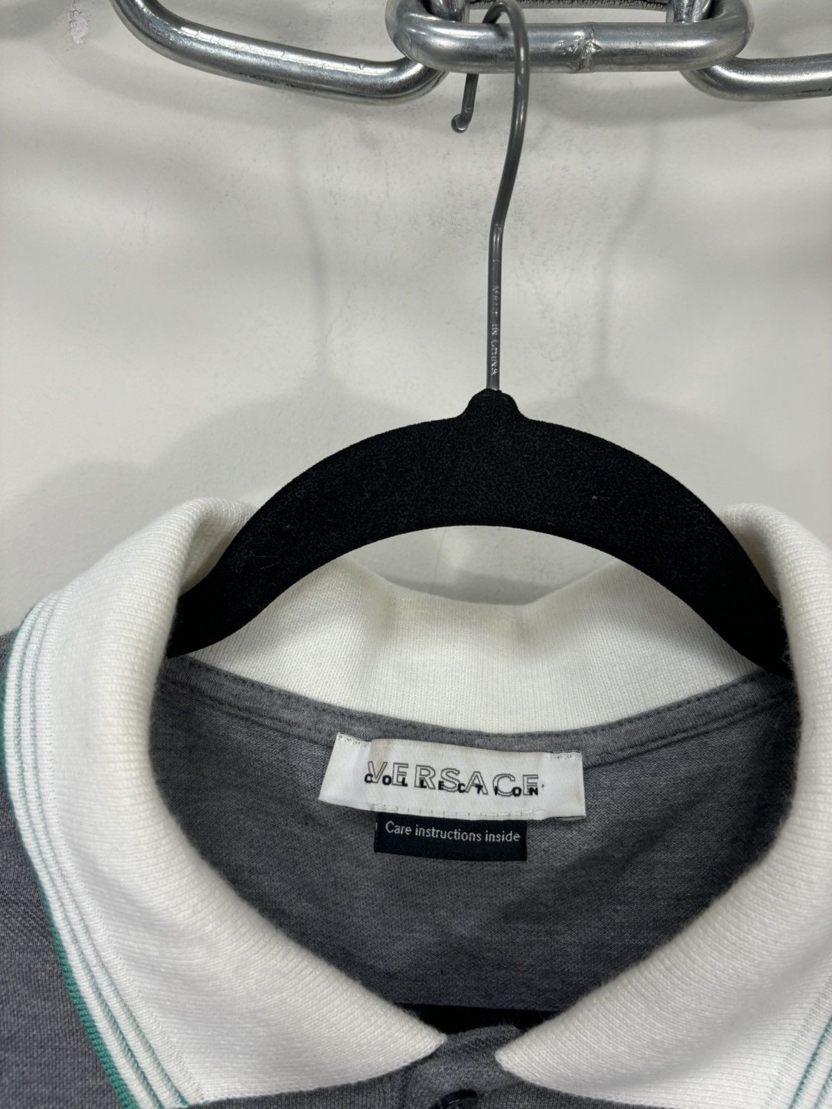 Versace Versace Collection Men’s Embroidered V Logo Gray Polo Shirt Size US L / EU 52-54 / 3 - 8 Thumbnail