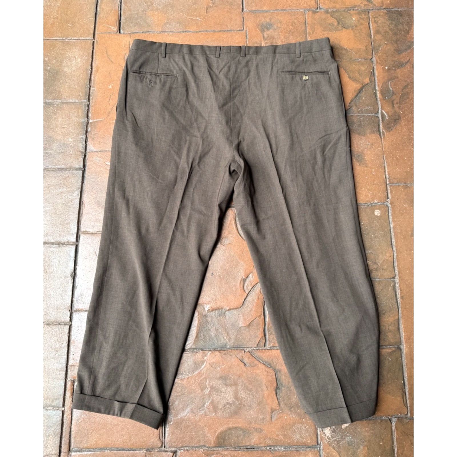 Ermenegildo Zegna VINTAGE Ermenegildo Zegna Su Misura Dress Pants Mens 46x27 Brown Wool Straight Front Button Zipper Slas h Pocket Size US 30 / EU 46 - 3 Thumbnail