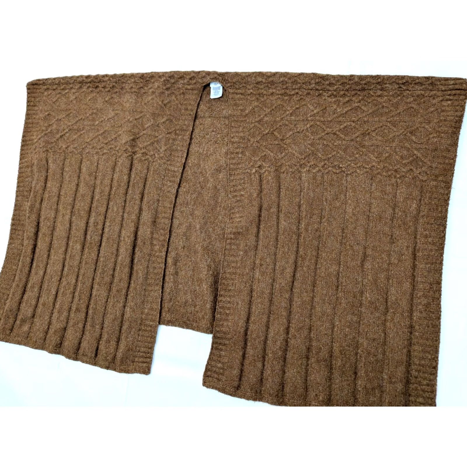 Vintage Cupcakes & Cashmere Cable Knit Poncho Cape Brown One Size Open Front Cozy Boho Size ONE SIZE - 2 Thumbnail