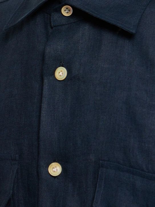 Kiton o1lsvrm0425 Linen Shirt in Blue Size US M / EU 48-50 / 2 - 5 Thumbnail