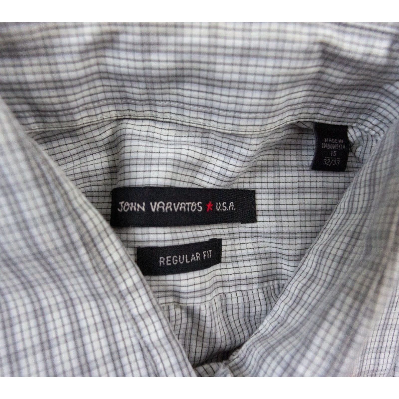 John Varvatos John Varvatos Button Up Shirt Mens 15 32/33 Gray Check Long Sleeve Regular Fit Preppy Size US M / EU 48-50 / 2 - 6 Thumbnail