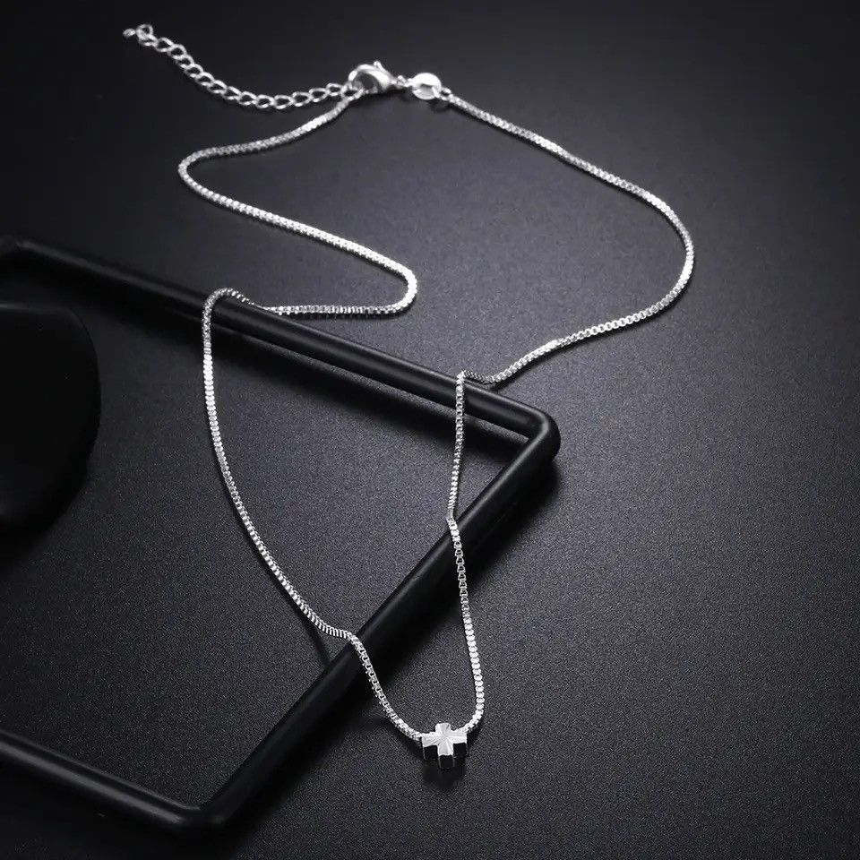 Jewelry 925 Sterling Silver Necklace chain Charms cross Size ONE SIZE - 2 Thumbnail