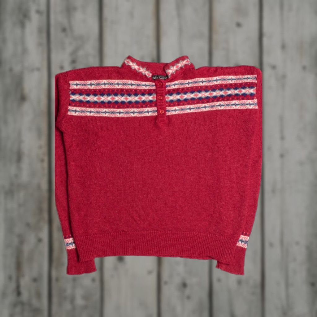 Vintage VINTAGE Helen Harper Sweater Red Large Nordic Fair Isle Knit Pullover Size L / US 10 / IT 46 - 1 Thumbnail