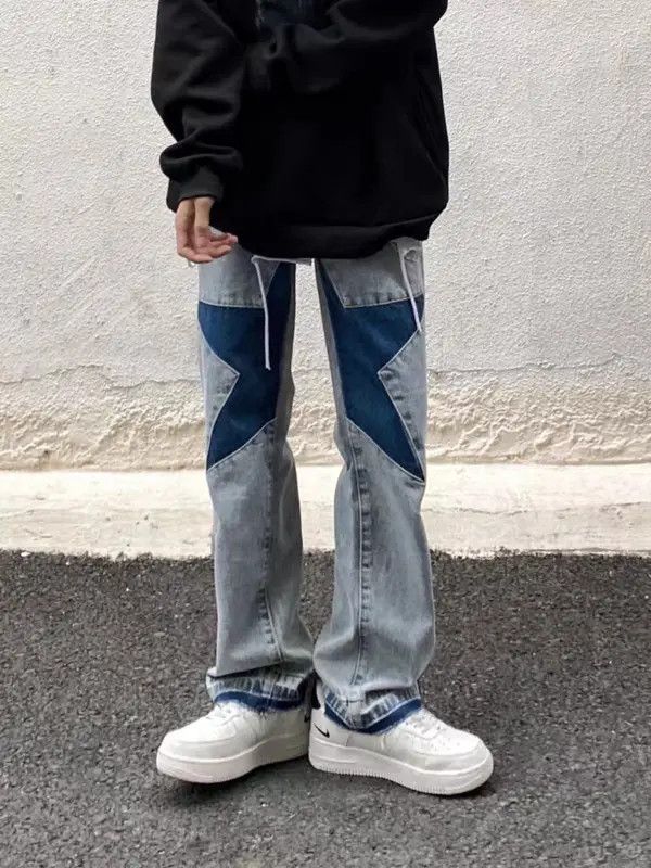 VIBE Retro high street washed distressed five-pointed star jeans Size US 30 / EU 46 - 1 Thumbnail