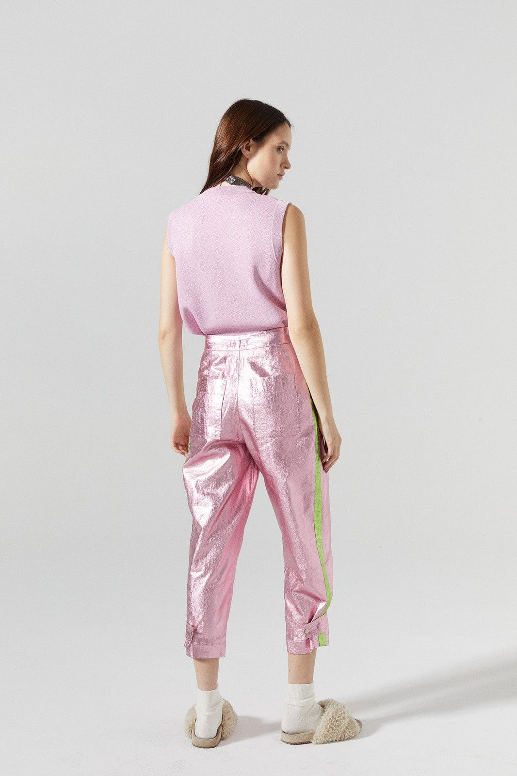 Other LANTROPY GRAMERCY METALLIC LINEN PANTS - PINK W/LIME SIZE 4 Size 27" / US 4 / IT 40 - 3 Thumbnail