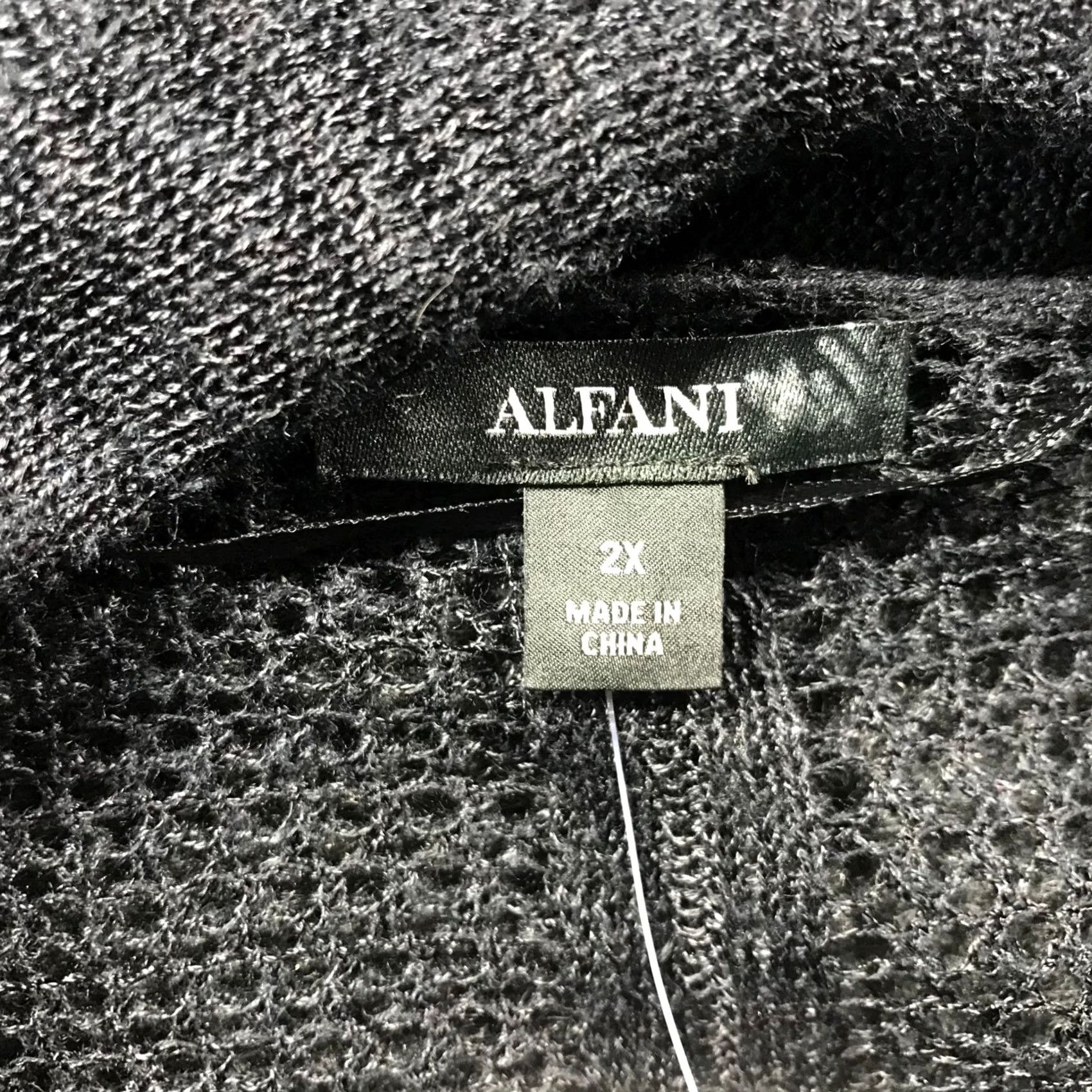 Alfani Alfani Womens 2X Deep Black Open Front Mixed Knit Cardigan Sweater 76655W NEW Size XXL / US 16-18 / IT 52-54 - 7 Thumbnail