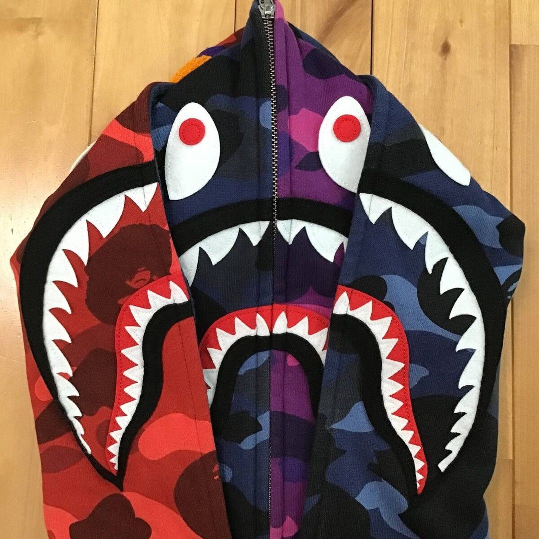 Bape BAPE Double Shark full zip hoodie crazy camo a bathing ape Size US M / EU 48-50 / 2 - 3 Thumbnail