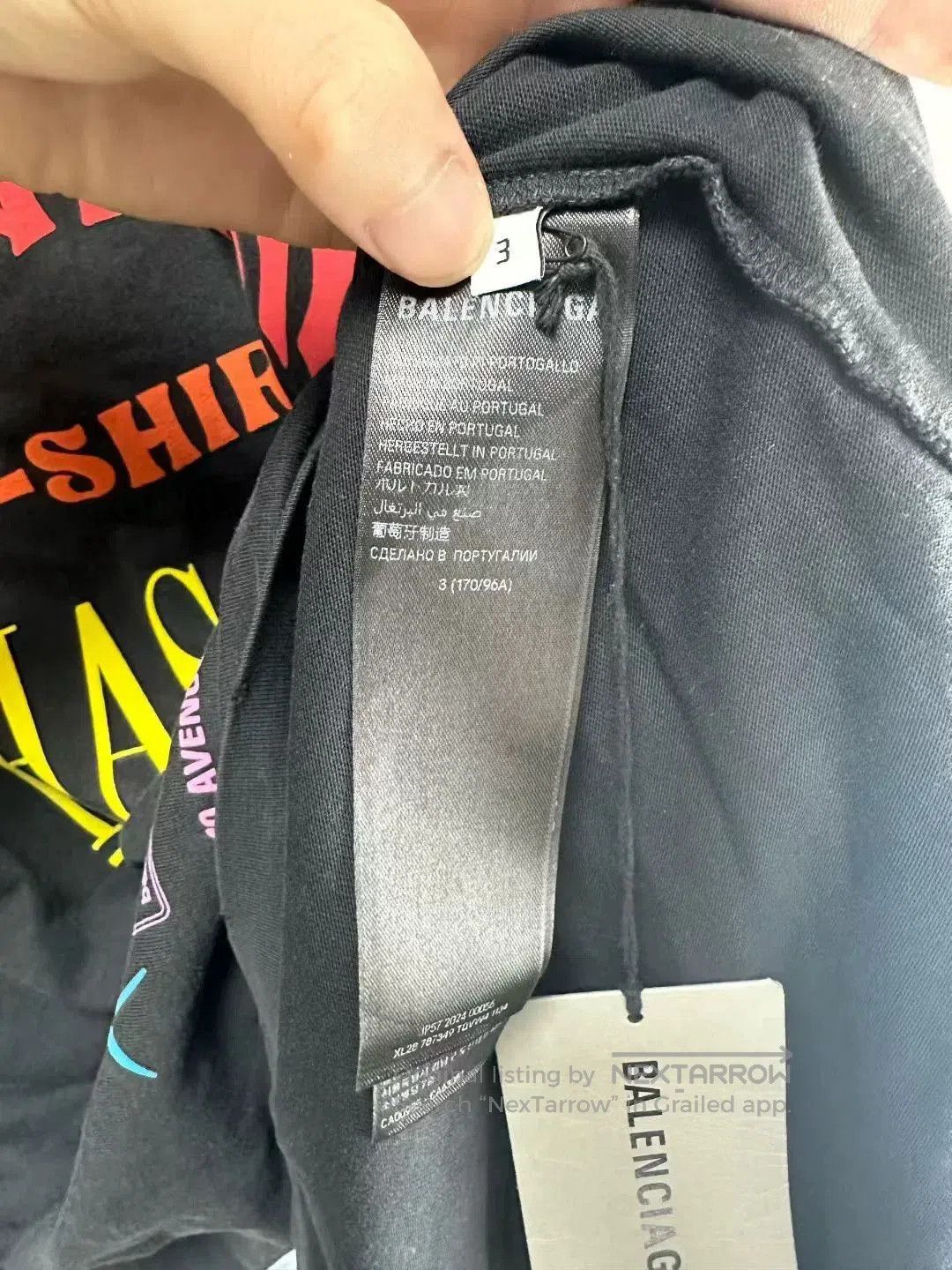 Balenciaga Balenciaga Washed Black Colorful Logo Tee. Size US L / EU 52-54 / 3 - 4 Thumbnail