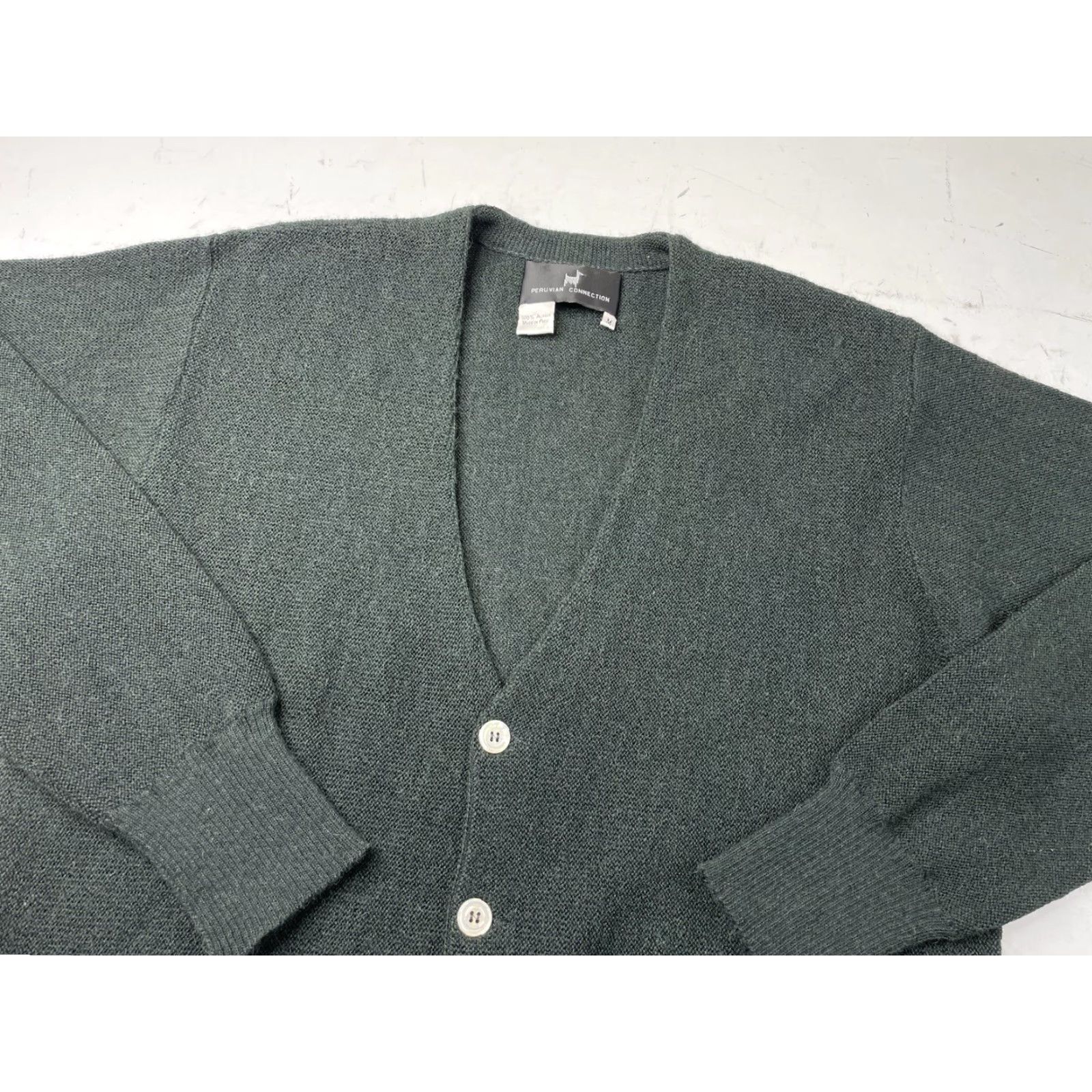Vintage VINTAGE Peruvian Connection Cardigan Sweater Green Men M 80s 100% Alpaca Long Sleeve V-Neck Knit Size US M / EU 48-50 / 2 - 3 Thumbnail