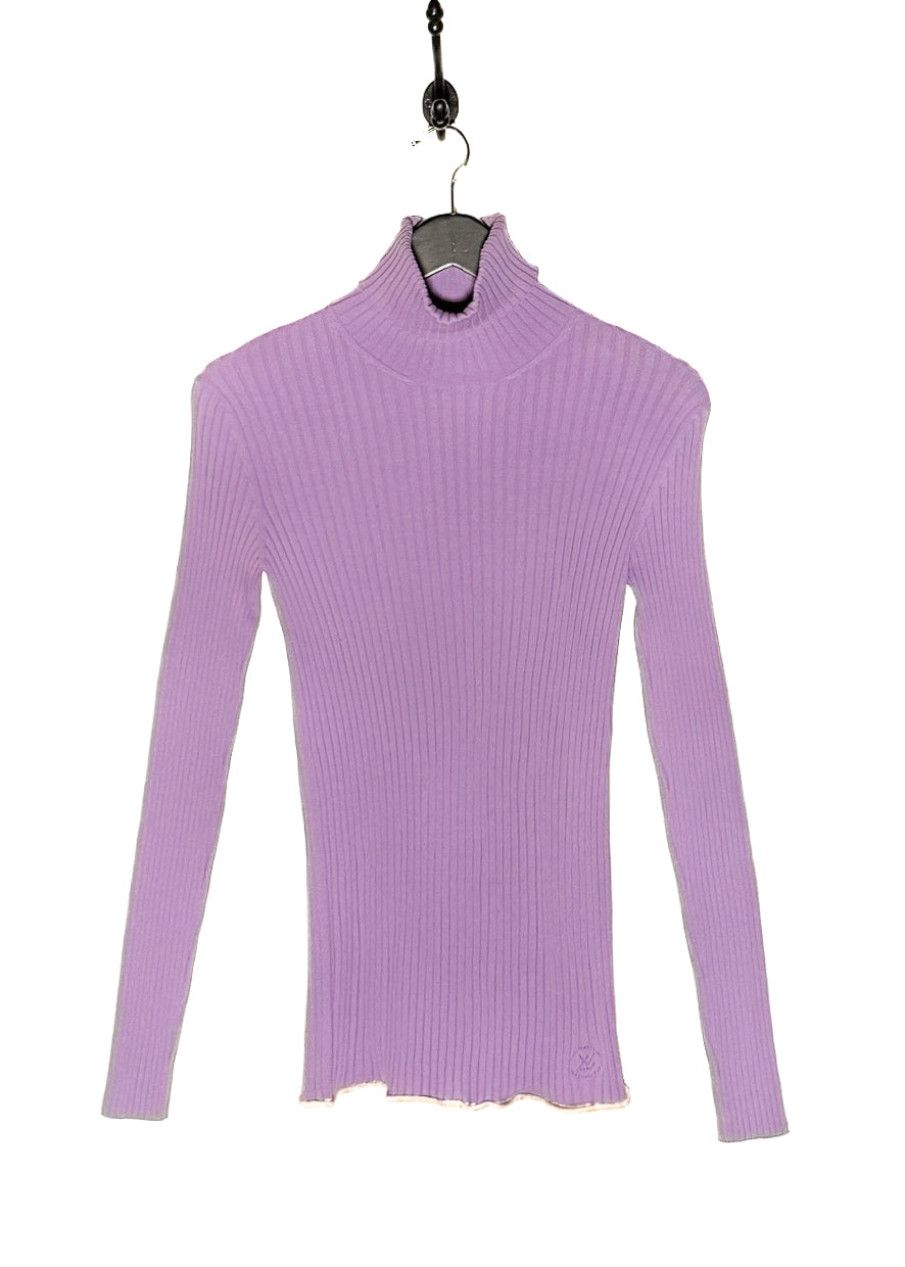 Louis Vuitton Louis Vuitton 2015 Purple LV Logo Ribbed Turtleneck Sweater Size M / US 6-8 / IT 42-44 - 1 Thumbnail