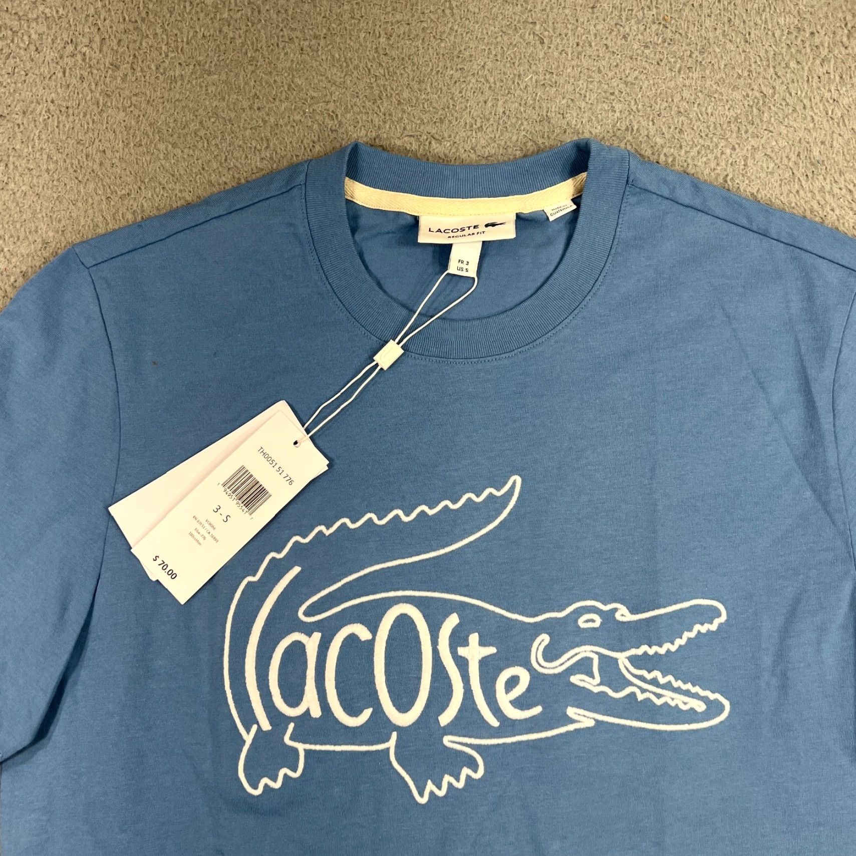Lacoste LACOSTE Shirt Mens Small Blue Cotton Short Sleeve Crew Neck TH0051 Regular Fit Size US S / EU 44-46 / 1 - 3 Thumbnail