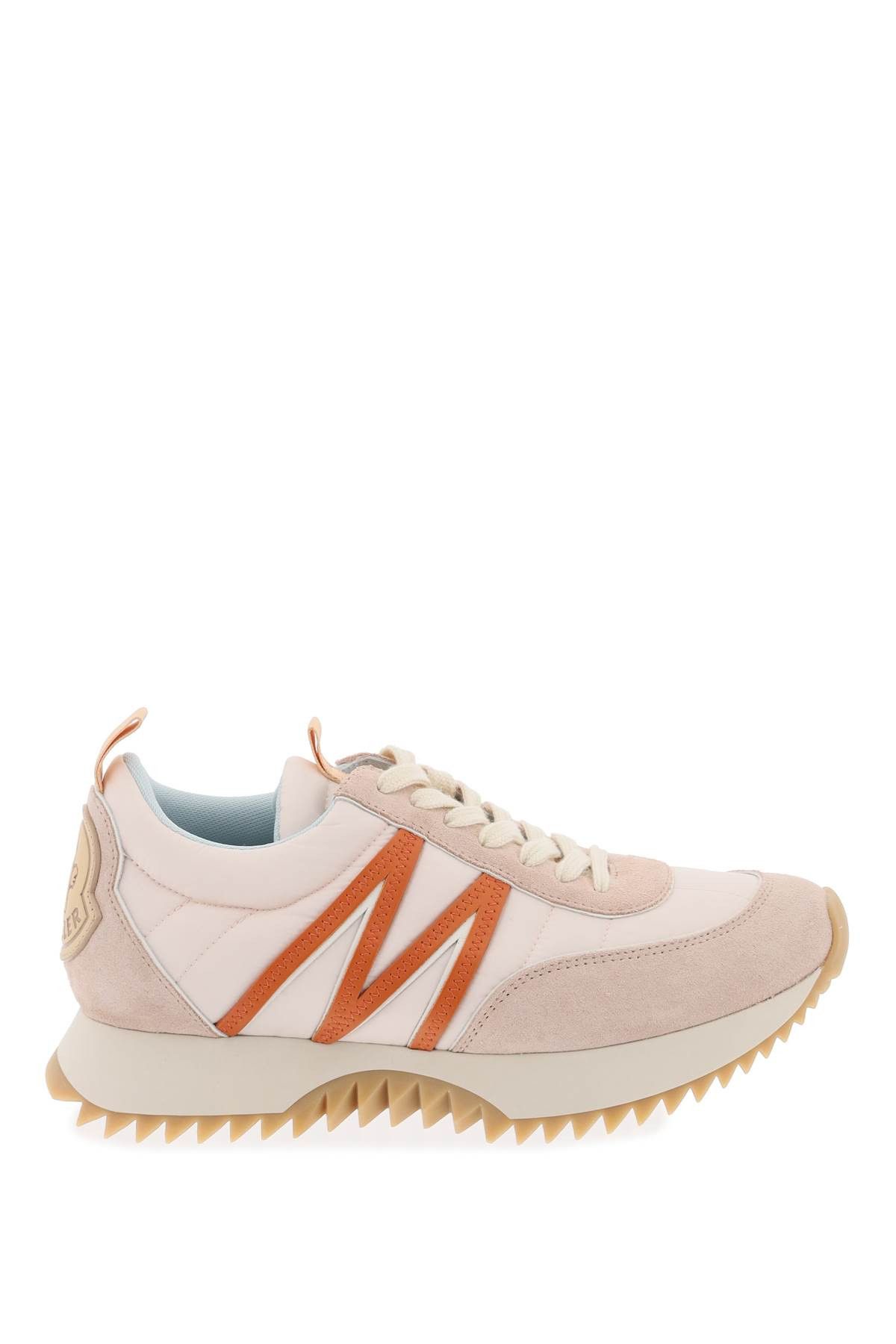 image of Moncler Pacey Sneakers In Nylon And Suede Leather in Light Pink, Women's (Size 8)