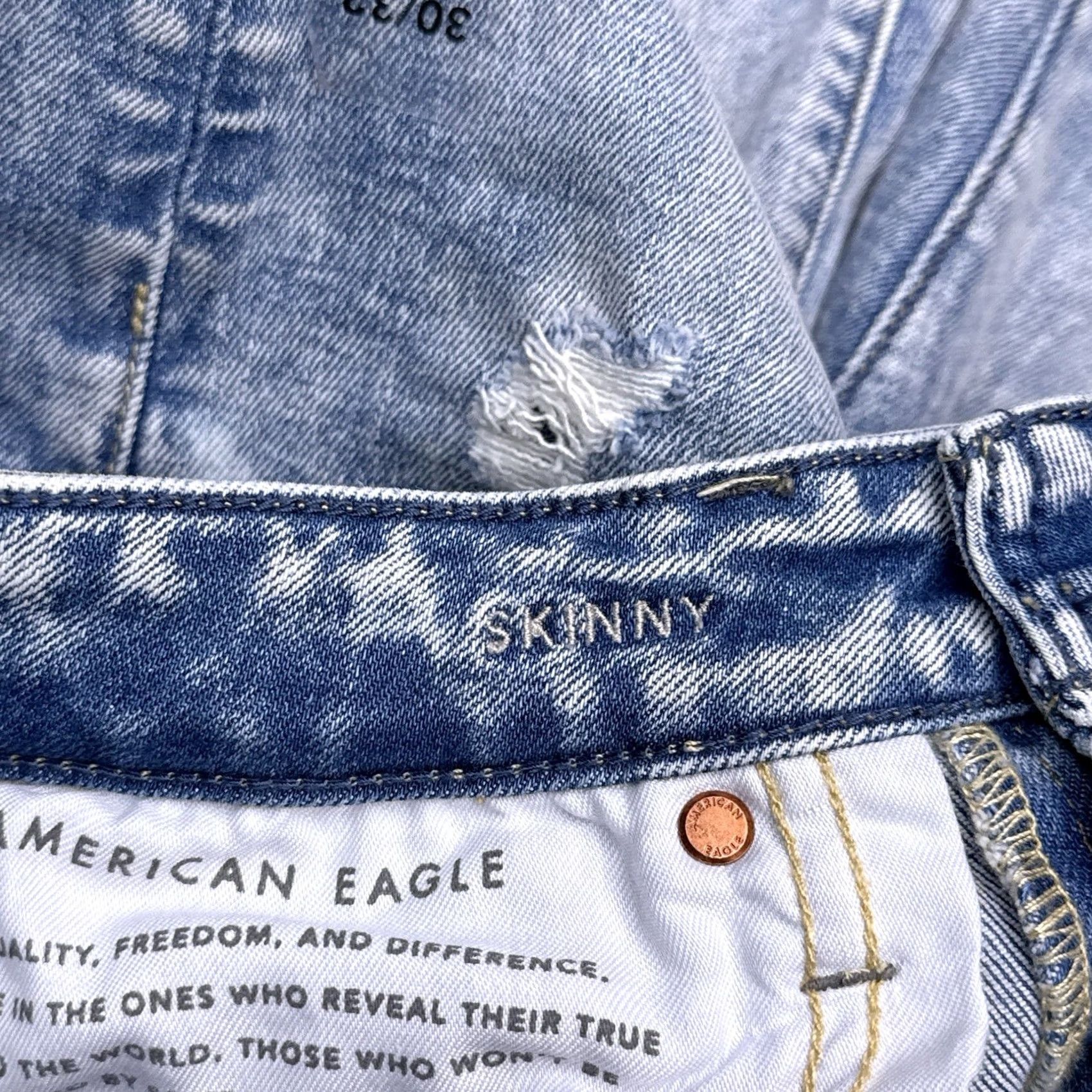 American Eagle Outfitters American Eagle Outfitters Jeans Slim Skinny 5-Pocket Denim Regular 30x32 Blue Distressed Stretch Belt Loops Logo Size US 30 / EU 46 - 6 Thumbnail