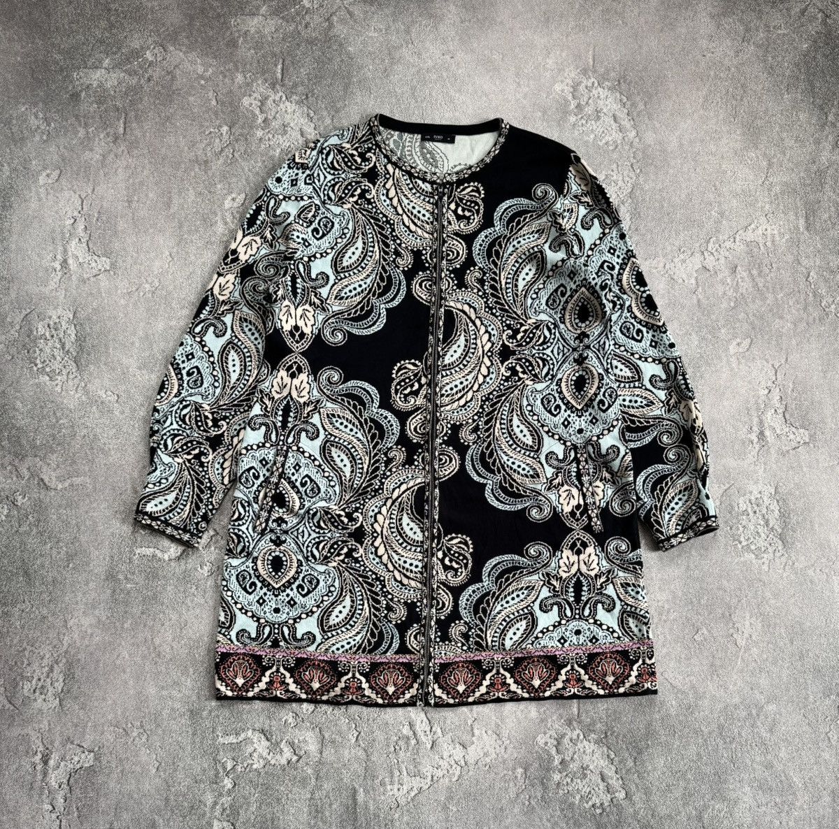 Dale Of Norway × Designer × Moods of Norway Ivko 46size all printed flowers 🌹 Cardigan long sweater zip Size 3XL / US 20-22 - 8 Thumbnail