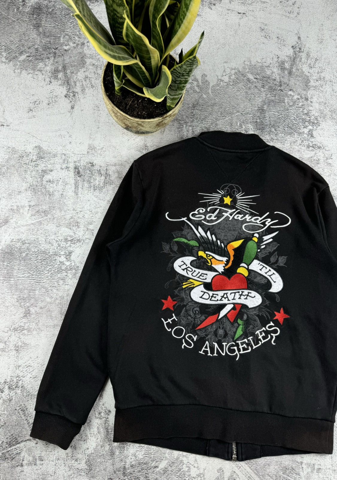 Ed Hardy Ed Hardy Y2K Sun Faded Till Death Bomber Hoodie Pullovover Size US XL / EU 56 / 4 - 3 Thumbnail