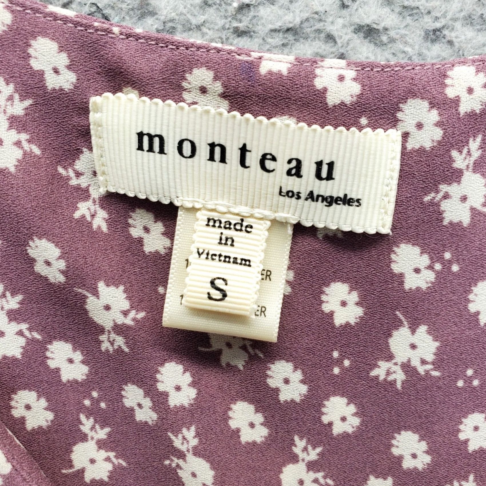 Vintage Monteau Dress Womens Small Multi Floral V-Neck Ruffle Twist Front A-Line Lined Size S / US 4 / IT 40 - 5 Thumbnail