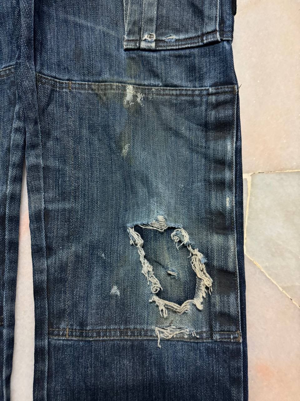 Rusty Trashed💥Vtg Bluster Multipocket Double Knee Distressed Jean Size US 31 - 7 Thumbnail
