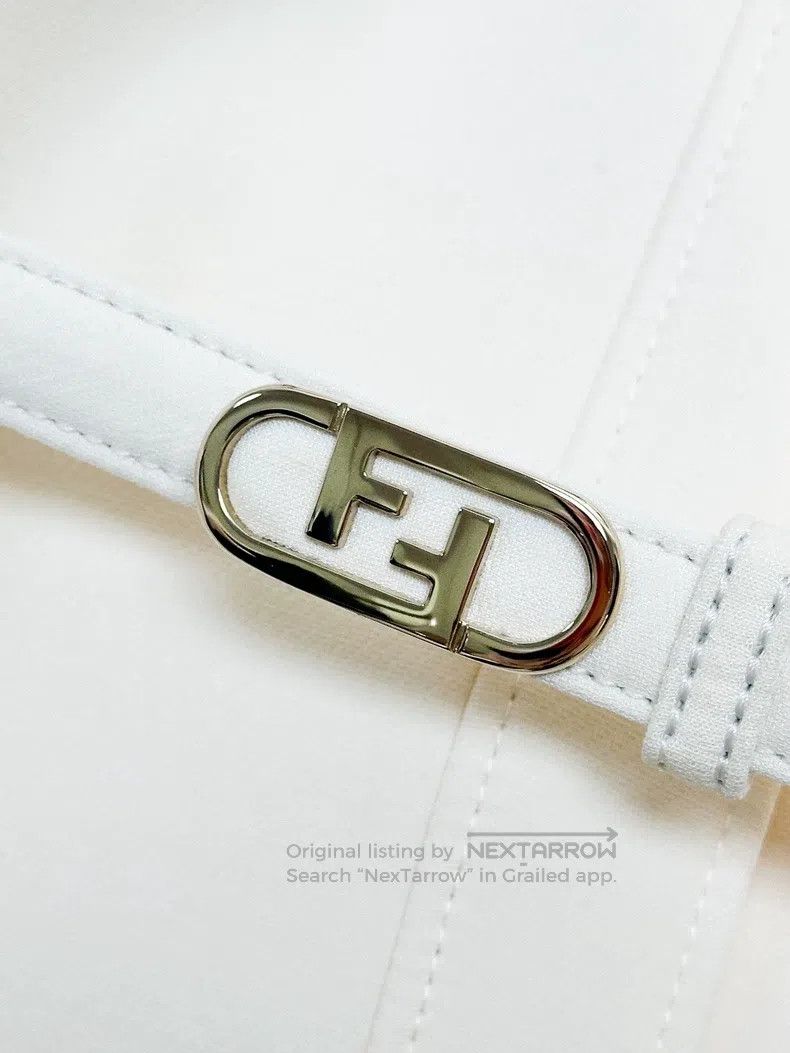 Fendi Fendi Cream White Leather Patch Pocket Jacket with Belt Size XS / US 0-2 / IT 36-38 - 3 Thumbnail