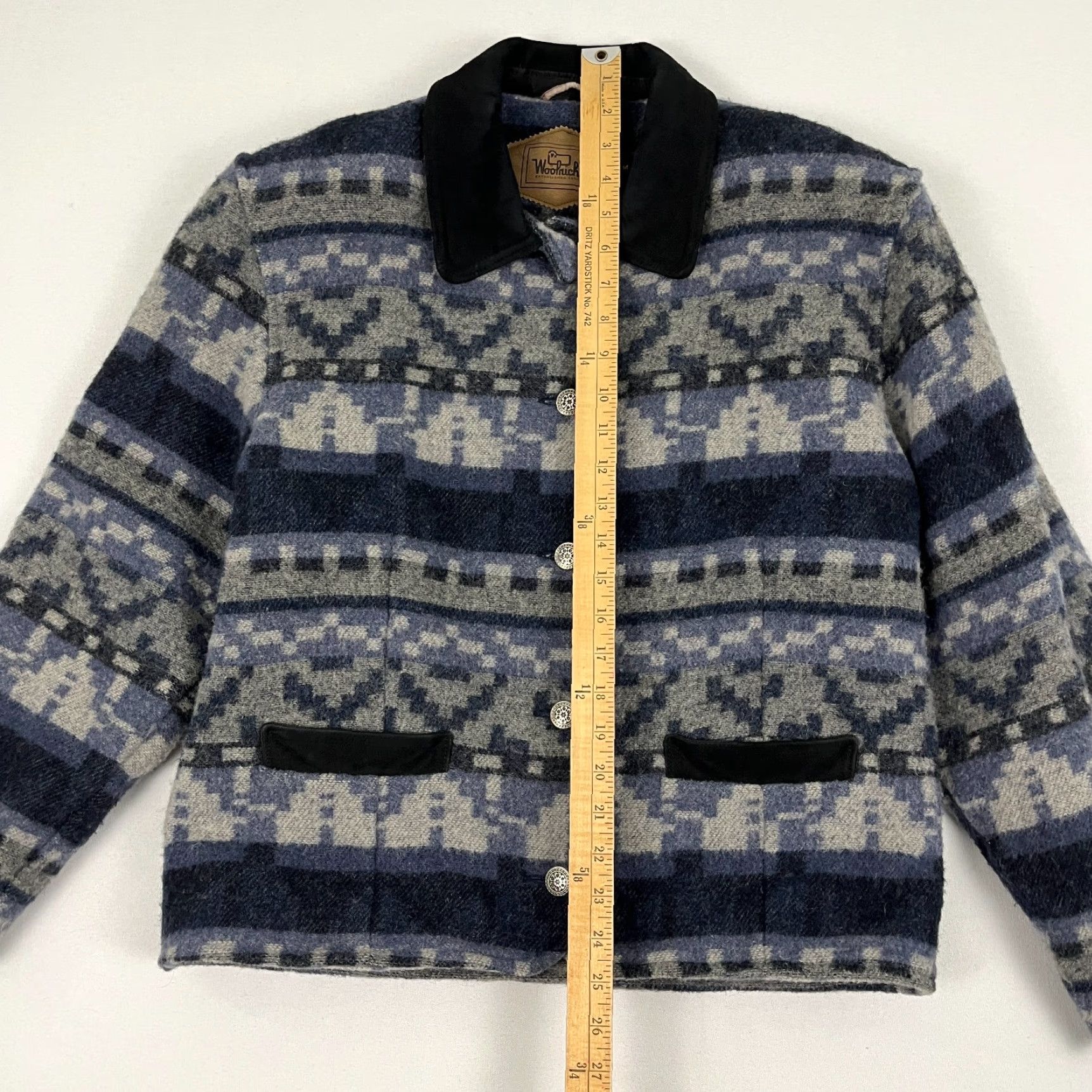 Vintage Woolrich Jacket Womens M Blue Denim Stripe Aztec Western Navajo Boho VTG Woolrich Jacket Size M / US 6-8 / IT 42-44 - 5 Thumbnail