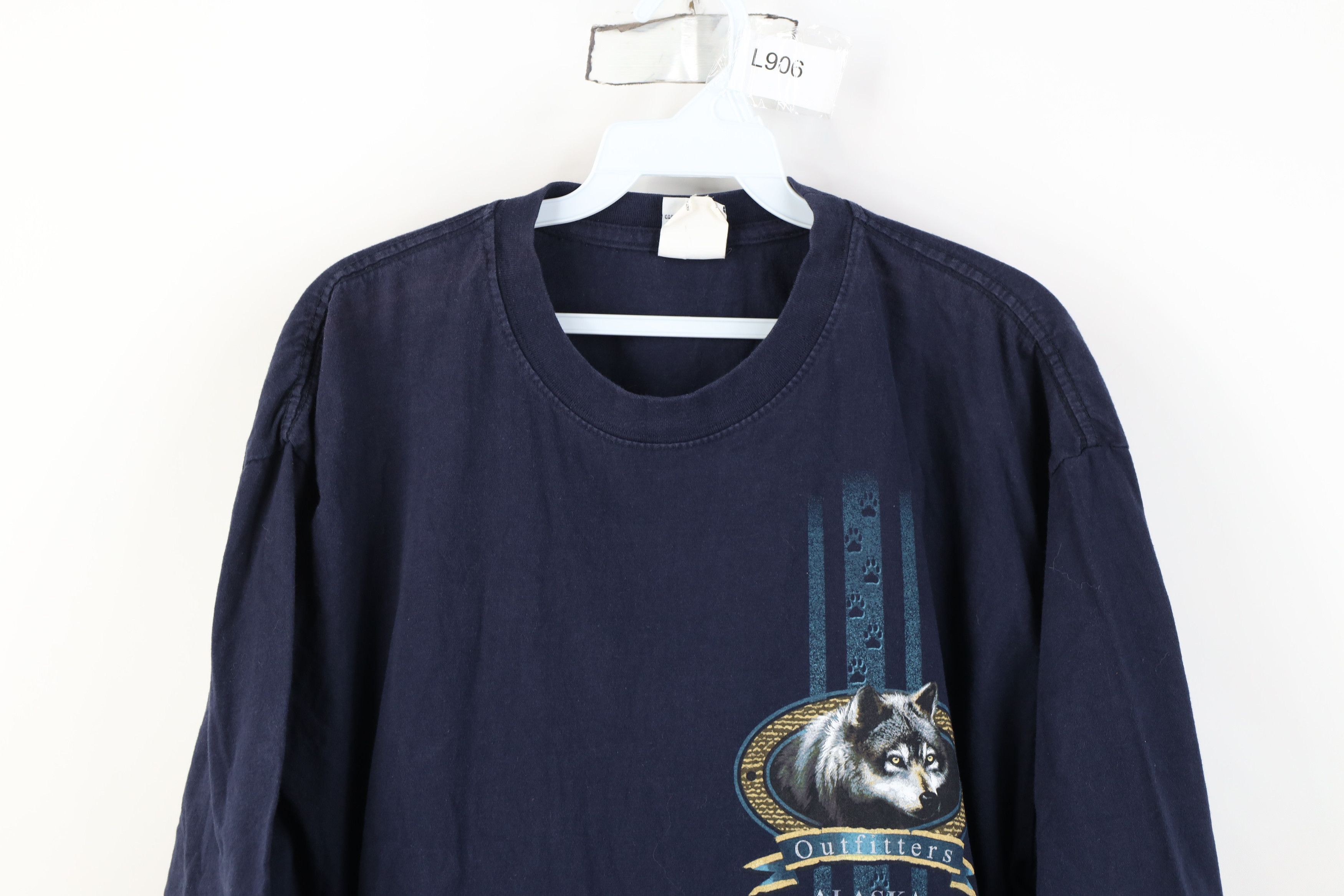 Vintage Vintage 90s Streetwear Spell Alaska Wolf Nature T-Shirt Blue Size US XXL / EU 58 / 5 - 2 Thumbnail