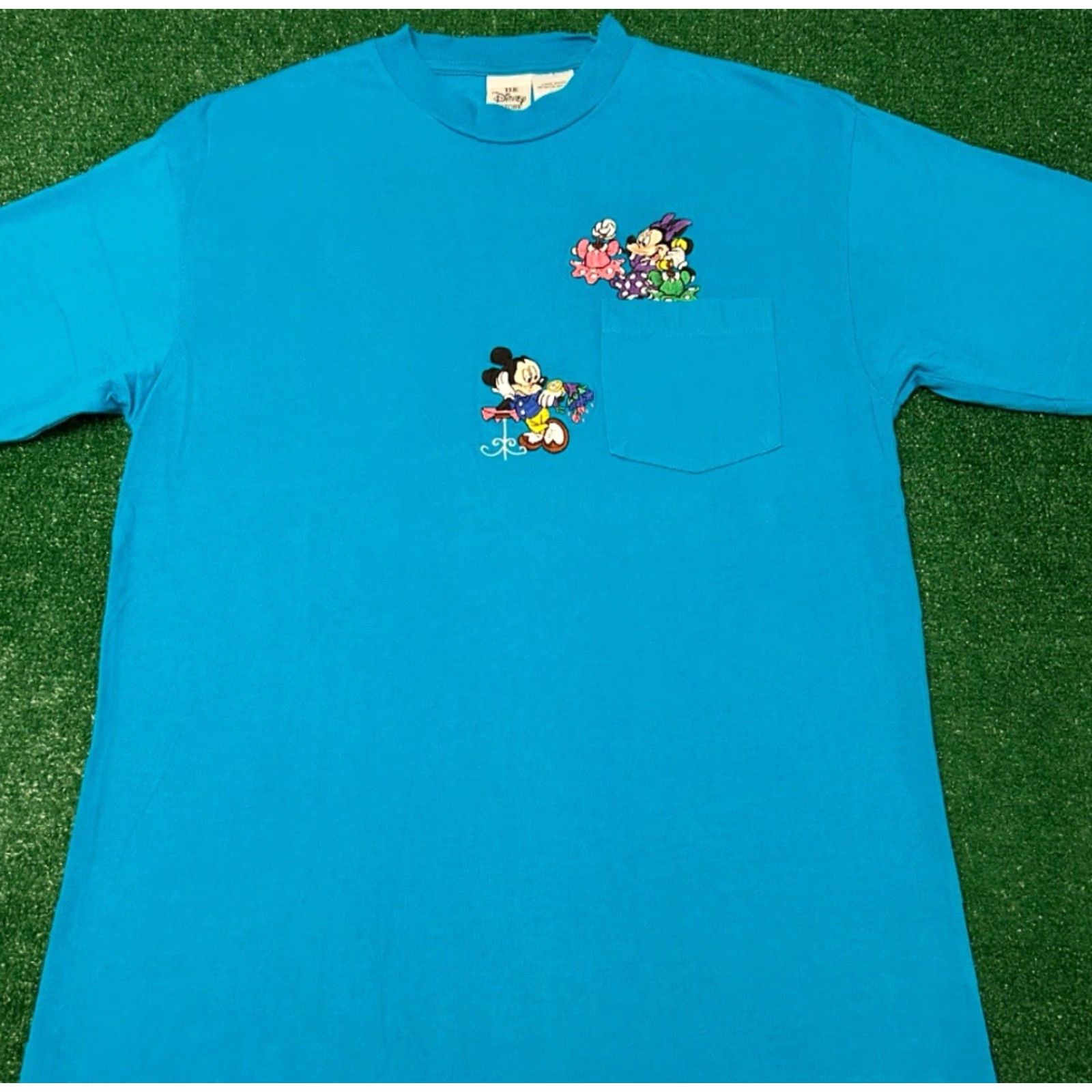 Disney VINTAGE Disney Mickey Mouse Minnie Cartoon Embroidered Pocket Tee Shirt L Blue Men Shirt 90s Disney Characters Pocket Tee Mens L Size US L / EU 52-54 / 3 - 2 Thumbnail