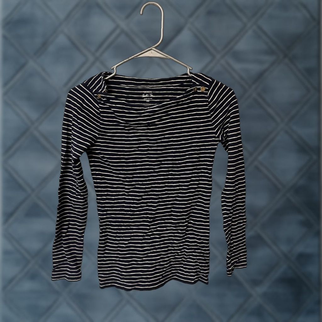 J.Crew J.CREW Women's Nautical Striped Boatneck Tee Pullover Size XS Blue Classic Preppy Size XS / US 0-2 / IT 36-38 - 1 Thumbnail