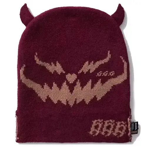 Other Custom Produced Flip Down Beanie Mask Hat Burgundy Size ONE SIZE - 2 Thumbnail
