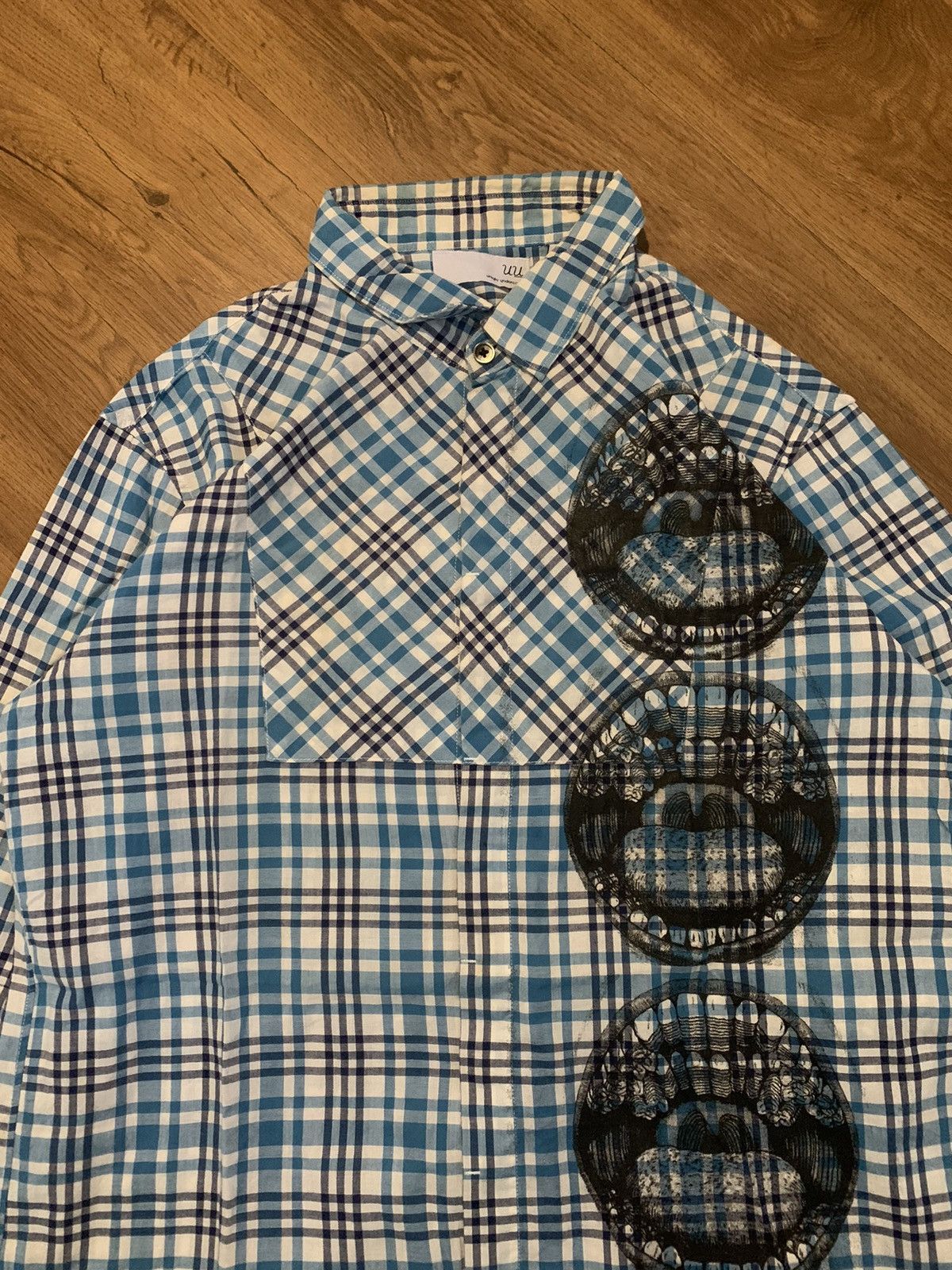 Japanese Brand × Undercover × Uniqlo UNDERCOVER X UNIQLO printed plaid shirt gothic vkei style Size US M / EU 48-50 / 2 - 3 Thumbnail
