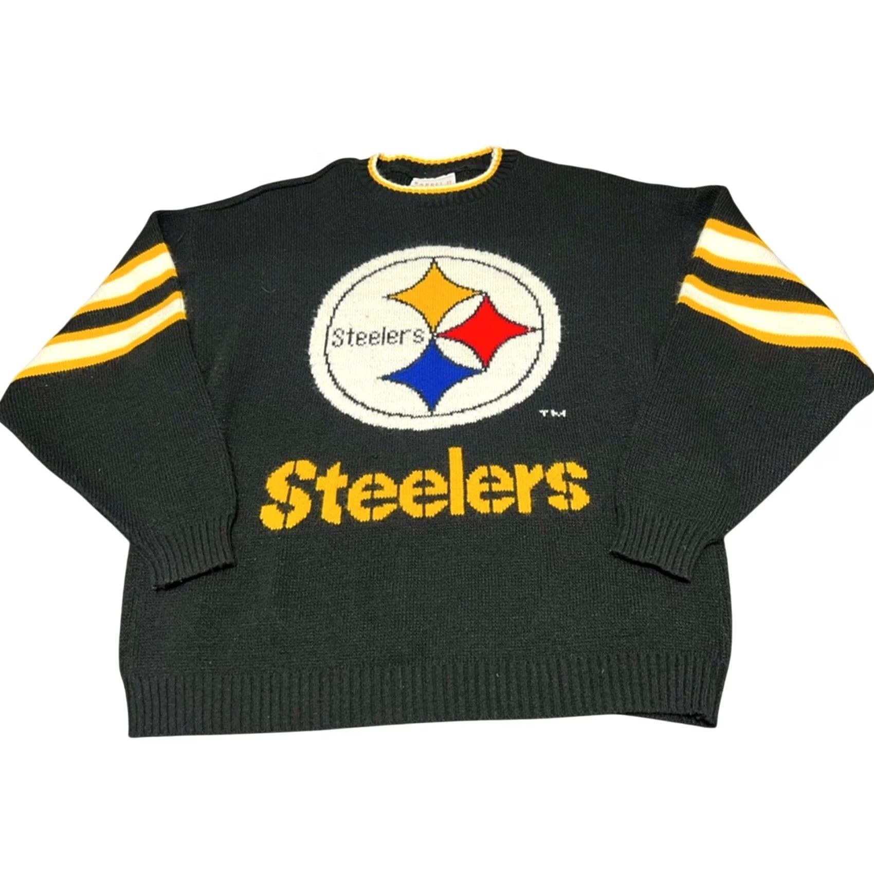 Vintage VINTAGE Pittsburgh Steelers Sweater Mens Large Black Knit Barrel II Acrylic USA Size US L / EU 52-54 / 3 - 3 Thumbnail