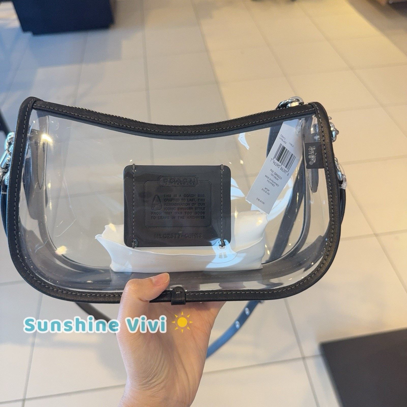 Coach NWT Coach Stadium Swinger Bag Clear Coach Dust Bag CBH13 Size ONE SIZE - 3 Thumbnail