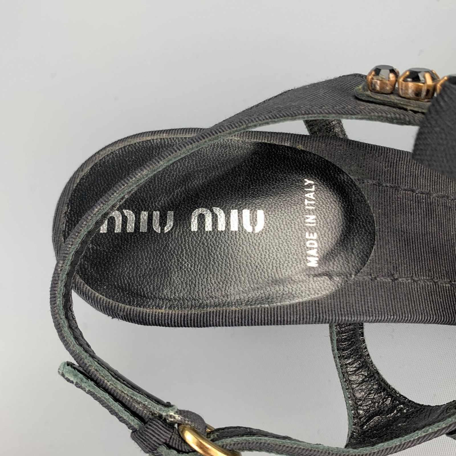 Miu Miu MIU MIU Size 7.5 Black Rhinestone Strappy Sandals Size US 7.5 / IT 37.5 - 6 Thumbnail
