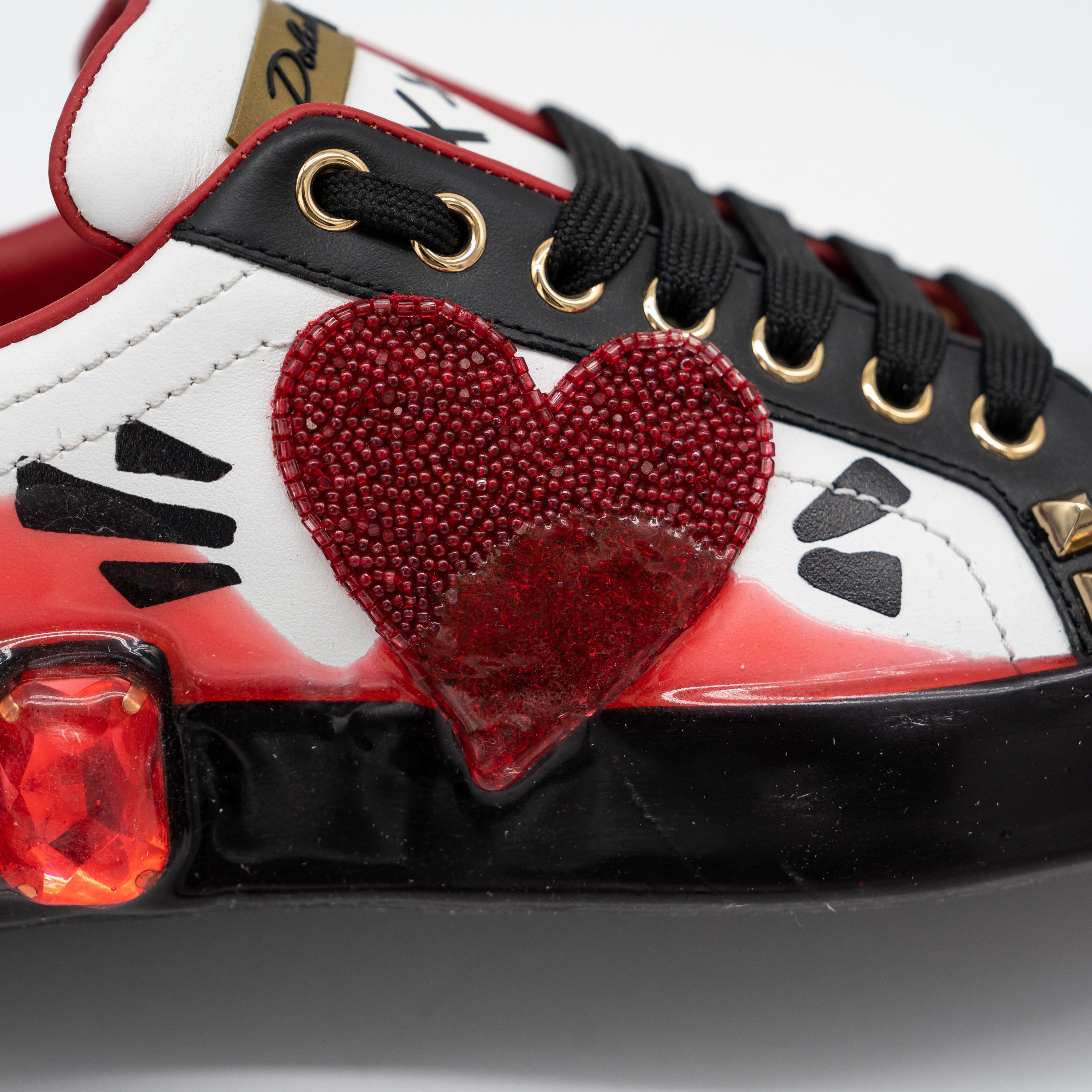 Dolce & Gabbana Dolce & Gabbana Portofino Heart Sneakers Crystals Red Melt Size US 6.5 / IT 36.5 - 9 Thumbnail