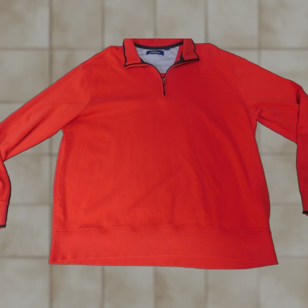 Vintage Jack Nicklaus Mens Sweater Pullover 1/4 Zip XL Red Mock Neck Knit Regular Button Long Sleeve Cotton Wool Classic Size US XL / EU 56 / 4 - 1 Thumbnail