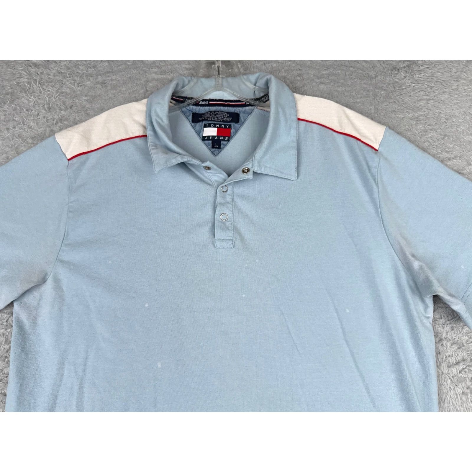 Tommy Hilfiger VINTAGE Tommy Hilfiger Polo Shirt Men Large Blue Cotton Blend Short Sleeve Slim Fit 40in Chest Regular - Polo Shirt Mens Size US L / EU 52-54 / 3 - 4 Thumbnail