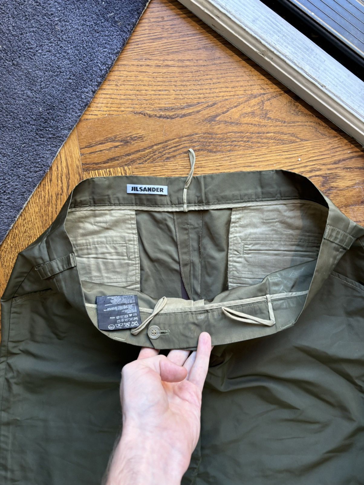 Jil Sander × Vintage Jil Sander Silk Pants Vintage Trousers Army Green Prada Y2K Size 35" - 6 Thumbnail
