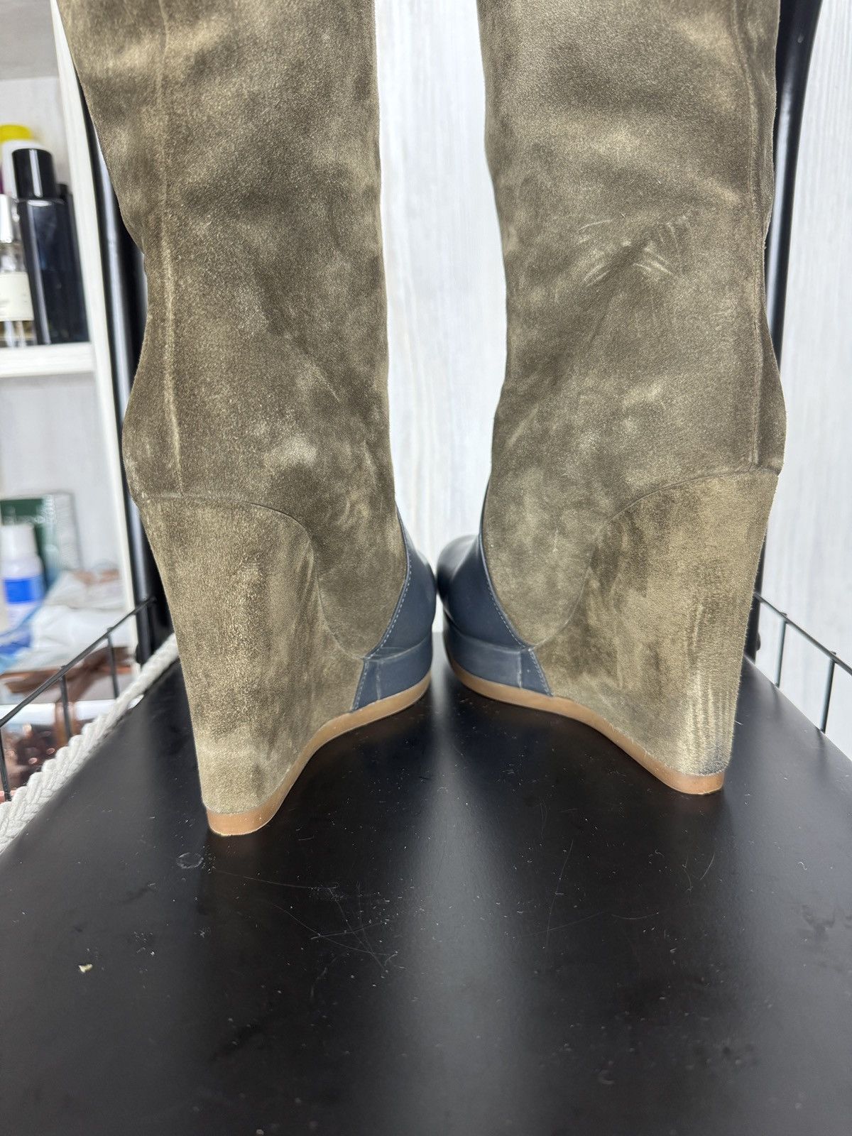 Jil Sander Jill Sander olive green suede and gray leather wedges Size US 6.5 / IT 36.5 - 14 Thumbnail