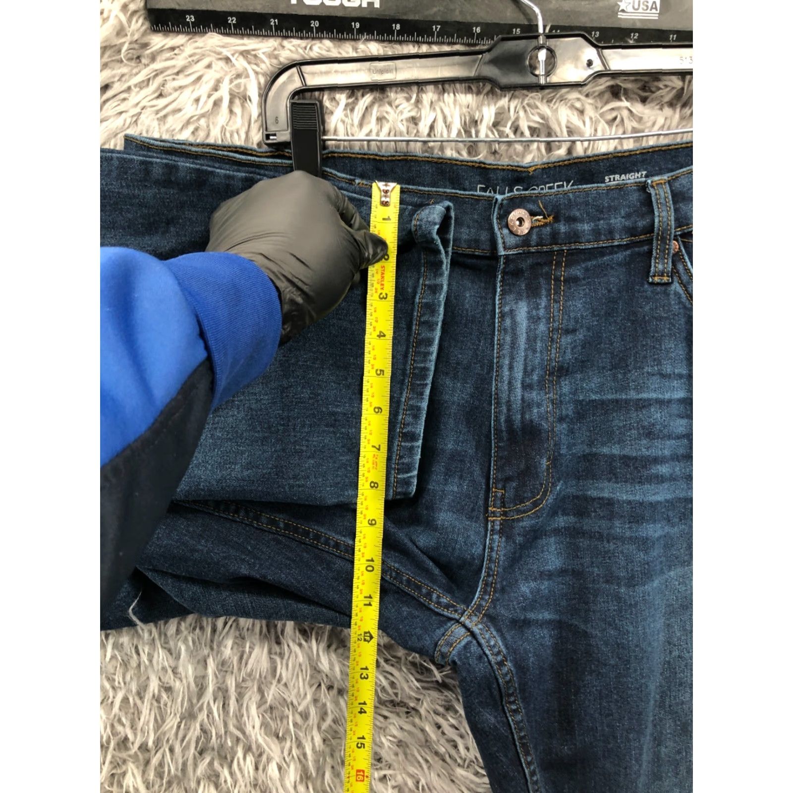 Vintage Falls Creek Jeans Straight Mens 42x30 Dark Blue Wash Denim 5-Pocket Regular Mid Rise Cotton Blend Clothing Size US 42 / EU 58 - 4 Thumbnail