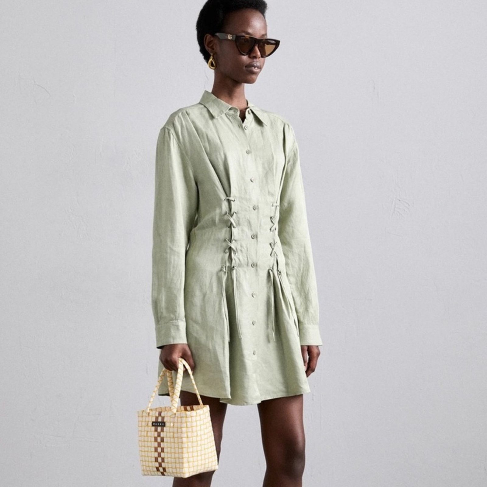 The Kooples NWT! The Kooples Elegant Green Button-Up Dress Size 0 (US S) Size XS / US 0-2 / IT 36-38 - 5 Thumbnail
