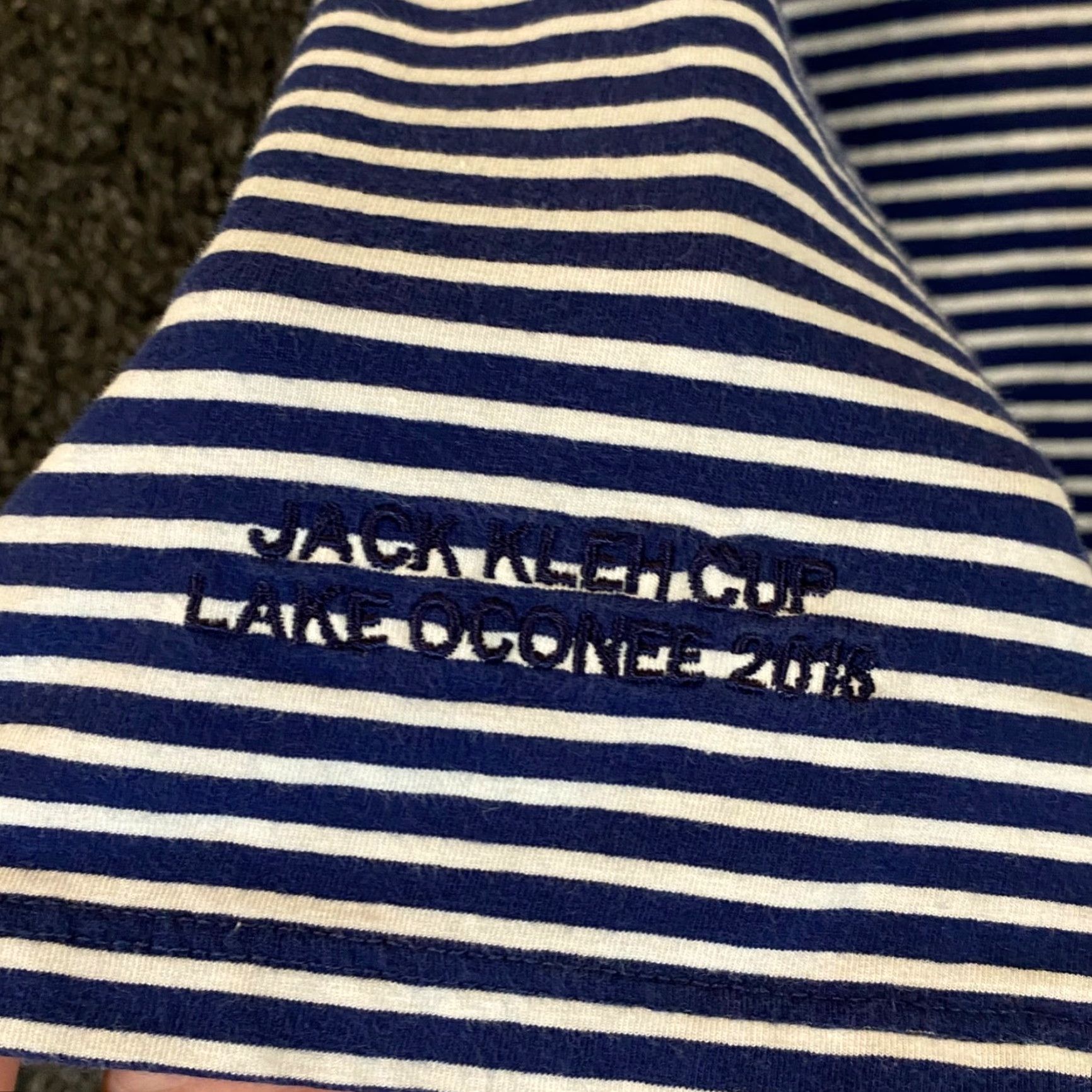 Vintage B Draddy Polo Mens XL Blue White Striped Golf Shirt Short Sleeved Sleeve Logo Size US XL / EU 56 / 4 - 4 Thumbnail