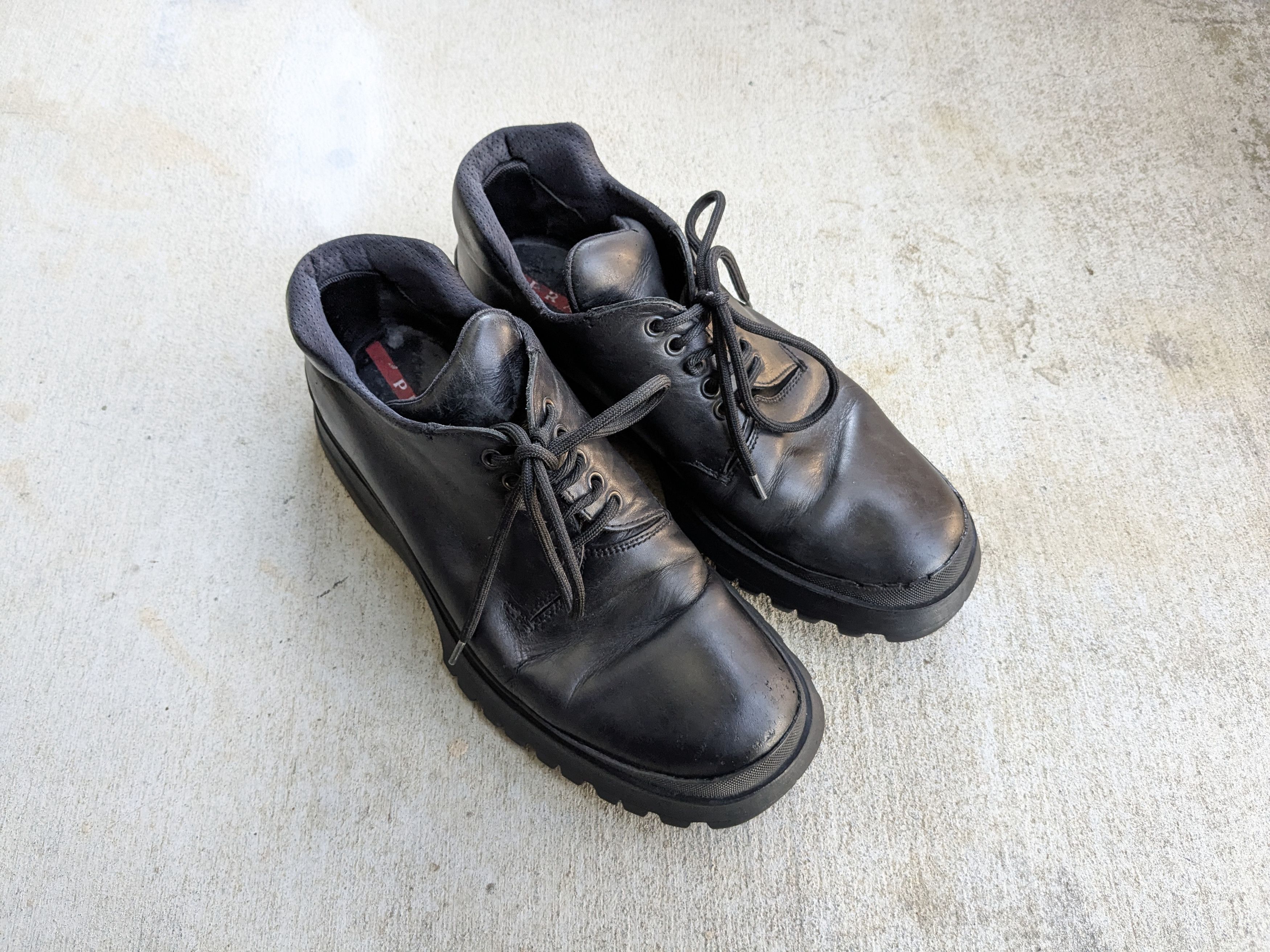 Prada Prada Shoes Black 10 Leather Rubber Chunky Lace Up Y2K Size US 10 / EU 43 - 2 Thumbnail