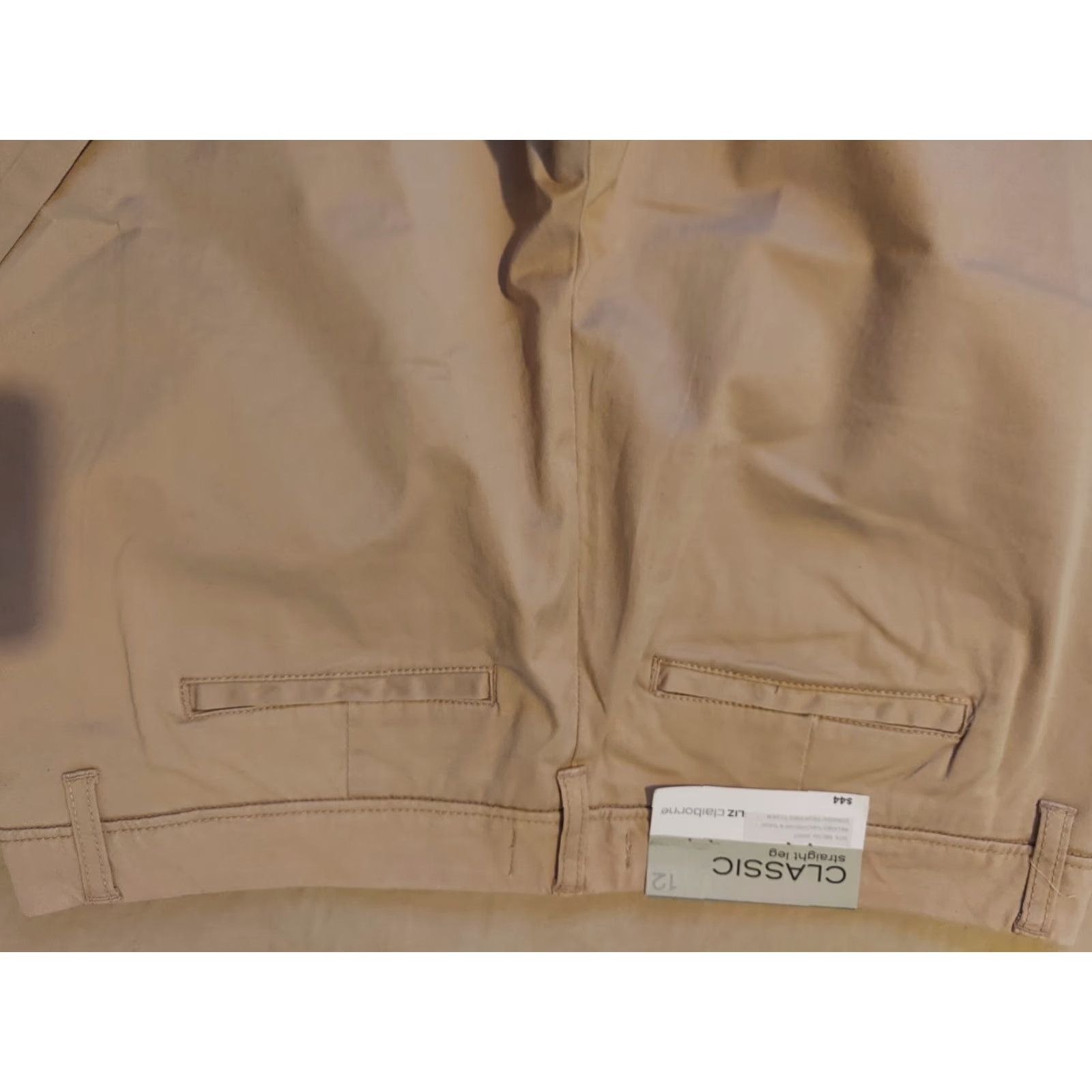 Liz Claiborne VINTAGE Liz Claiborne Pants Womens 12 Khaki Beige Chino Cotton Slacks Trousers Sleeves? (wait) Size 34" / US 12 / IT 48 - 2 Thumbnail