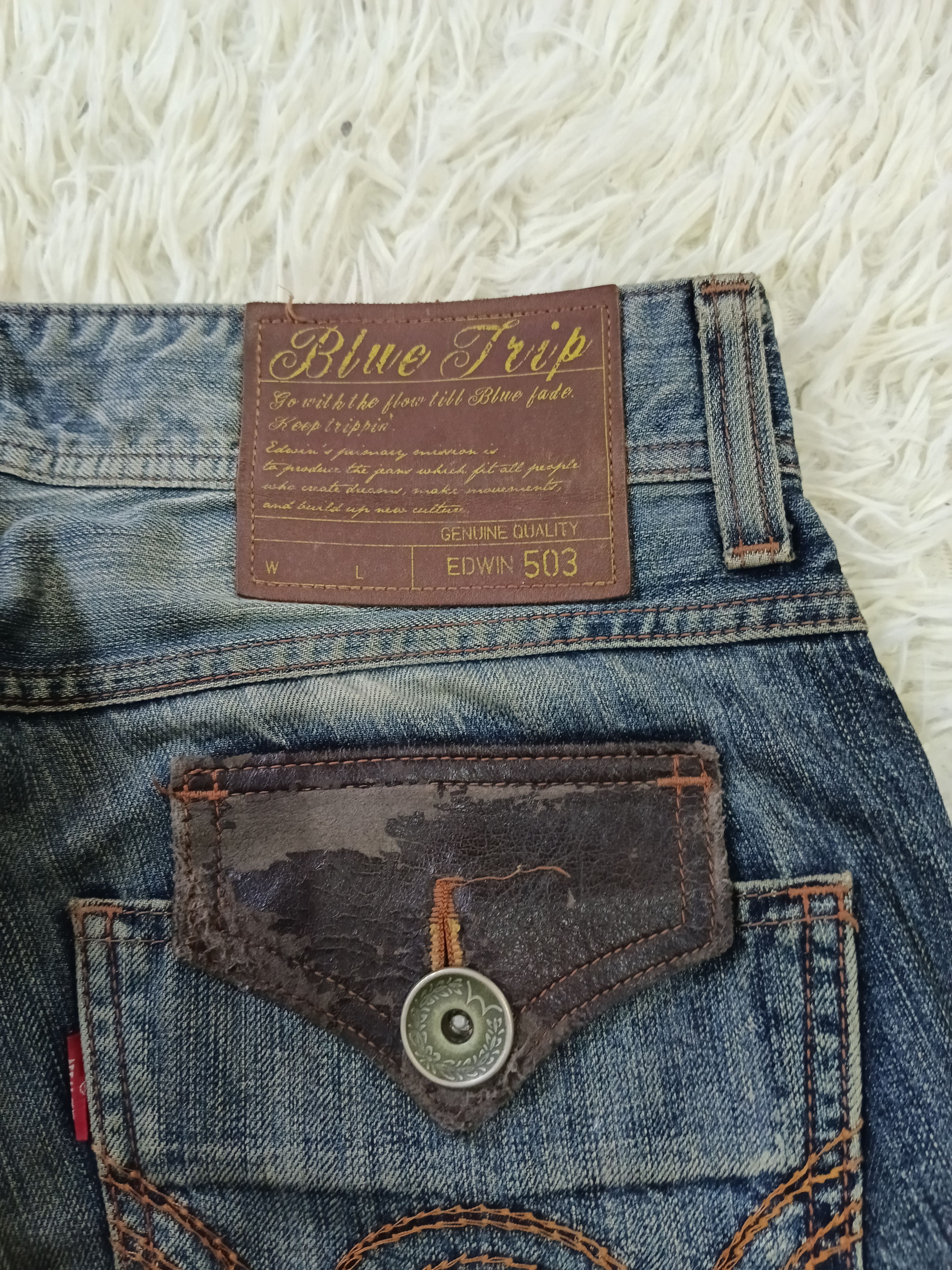 Edwin INSANE 90s🔥DiSTRESSED EDWIN BLUE TRIP DENIM PANTS Size US 32 / EU 48 - 7 Thumbnail