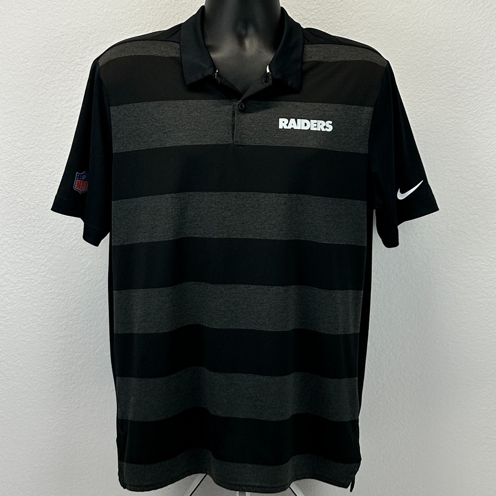 Nike Las Vegas Raiders Polo Shirt Black Striped NFL Nike L Large Size US L / EU 52-54 / 3 - 2 Thumbnail