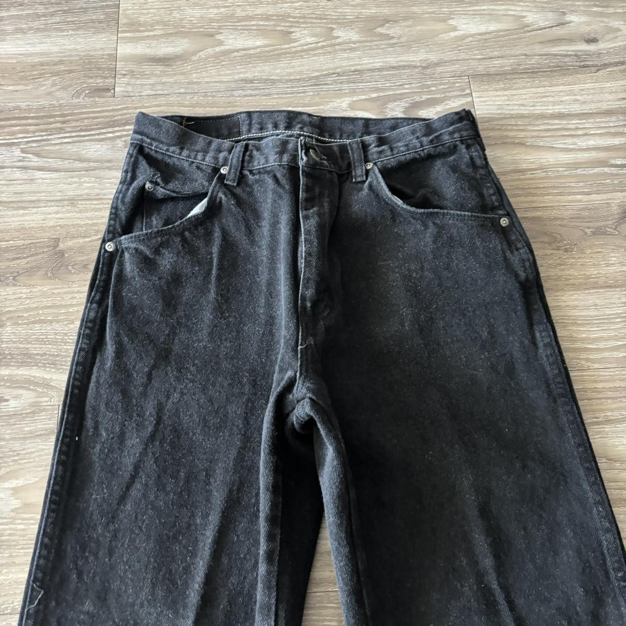 Japanese Brand Crazy Vintage 90s Solid Black Essential Denim Jeans 27x30 Size US 27 - 5 Thumbnail