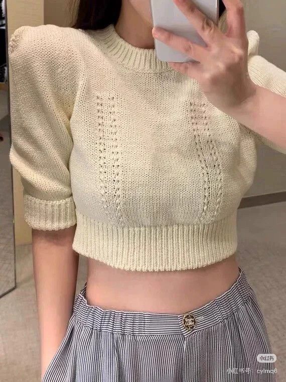 Chanel Chanel 22s beige high waist medium sleeve knit sweater Size XS / US 0-2 / IT 36-38 - 8 Thumbnail