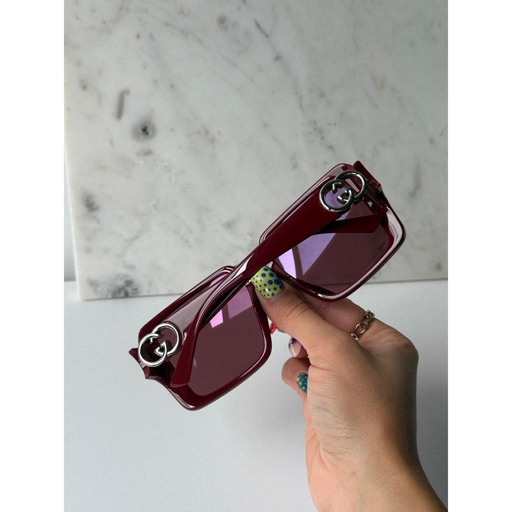 Gucci NEW Gucci GG1692S Burgundy Square Mirror Lens Sunglasses Size ONE SIZE - 8 Thumbnail