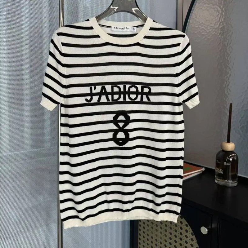Dior Dior Women's Striped T-Shirt with J'ADIOR Logo 0089 Size S / US 4 / IT 40 - 1 Thumbnail
