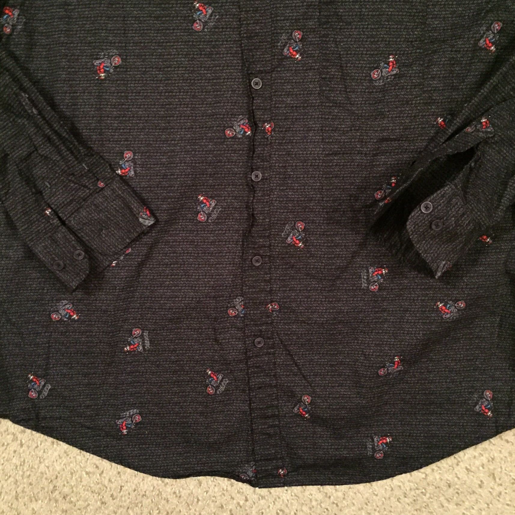 Haggar Haggar Mens Button-Up Shirt XXL Gray Long Sleeve Geometric Motorcycle 2XL Button Front Collar Shirt Mens Size US XXL / EU 58 / 5 - 4 Thumbnail